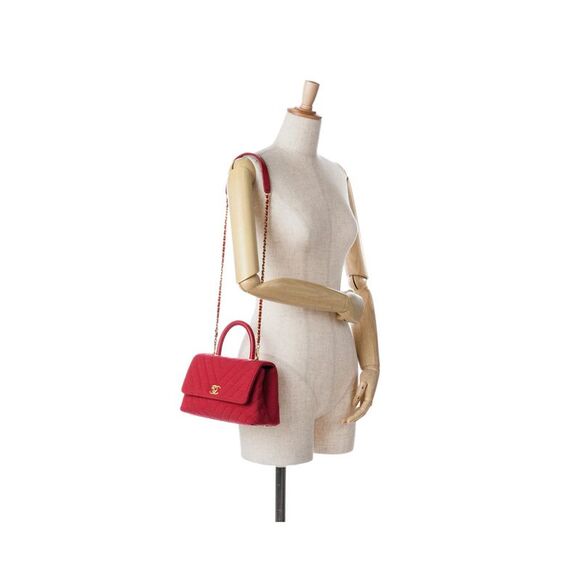 Pre Loved Chanel Small Chevron Jersey Coco Top Handle Satchel - Picture 8 of 8